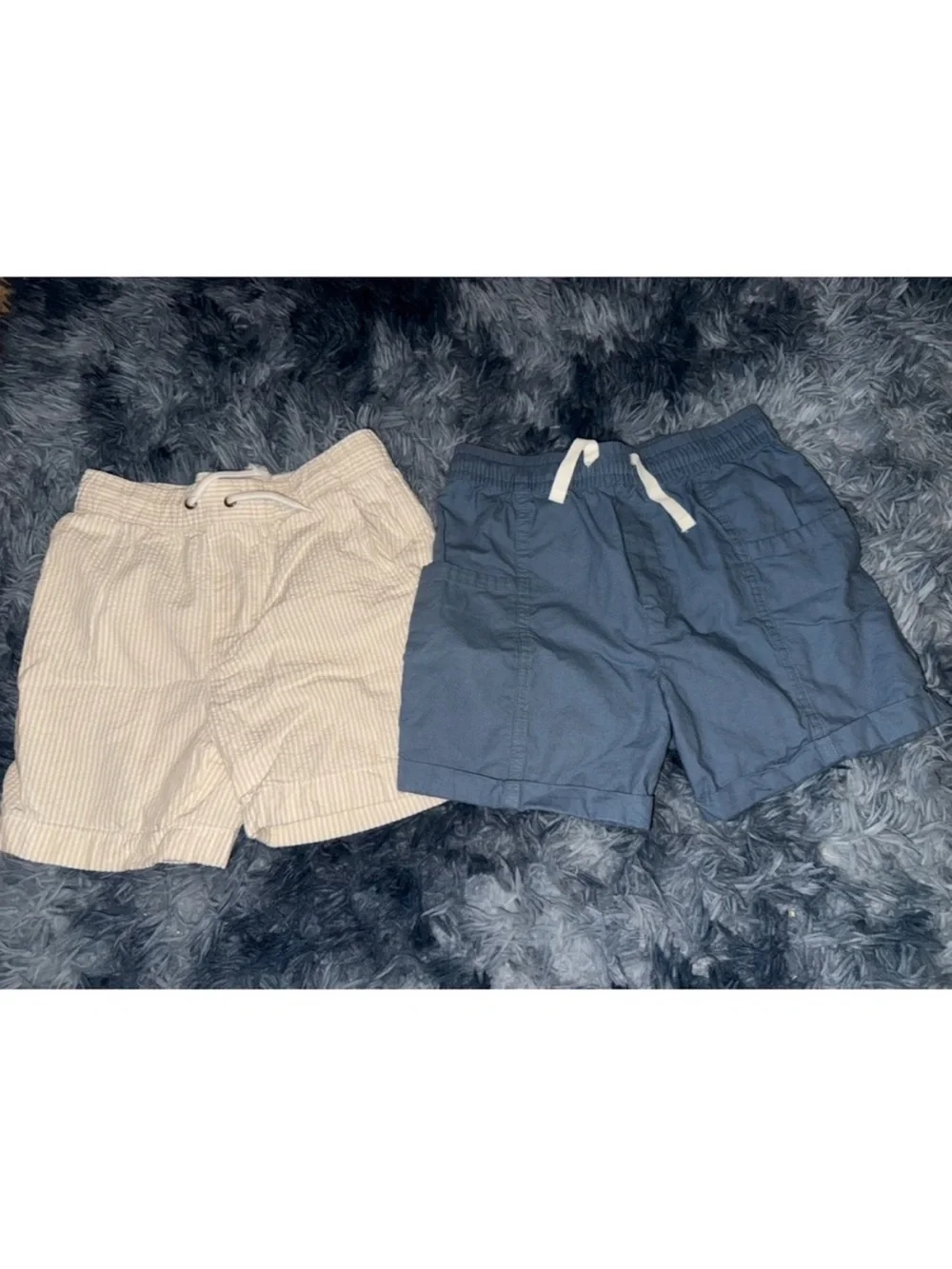 Boys Casual Drawstring Shorts - Navy and Beige